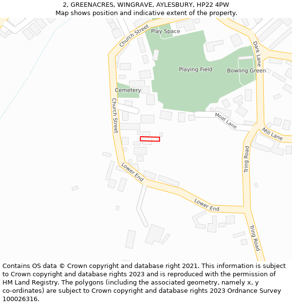 2, GREENACRES, WINGRAVE, AYLESBURY, HP22 4PW: Location map and indicative extent of plot