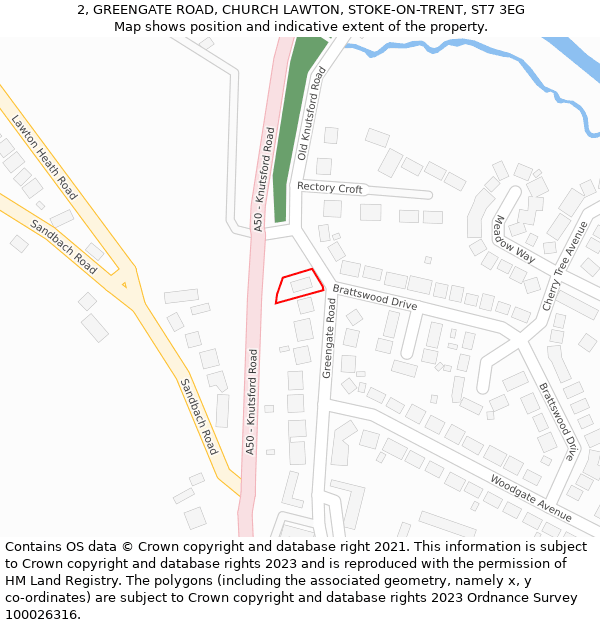 2, GREENGATE ROAD, CHURCH LAWTON, STOKE-ON-TRENT, ST7 3EG: Location map and indicative extent of plot