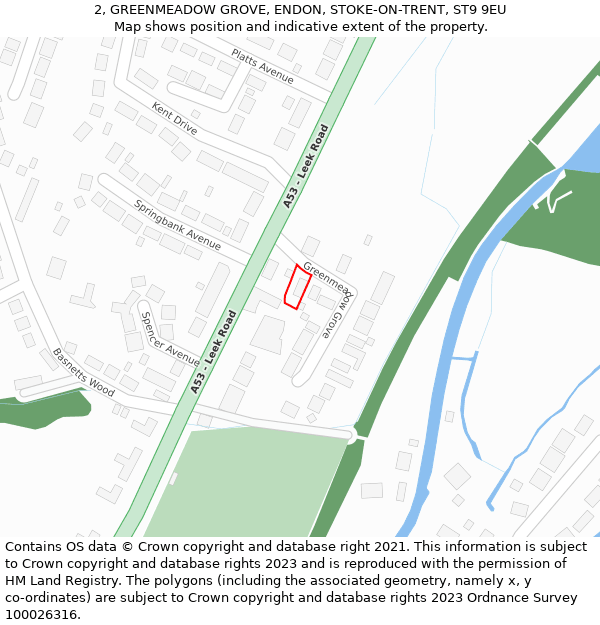 2, GREENMEADOW GROVE, ENDON, STOKE-ON-TRENT, ST9 9EU: Location map and indicative extent of plot