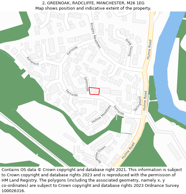 2, GREENOAK, RADCLIFFE, MANCHESTER, M26 1EG: Location map and indicative extent of plot