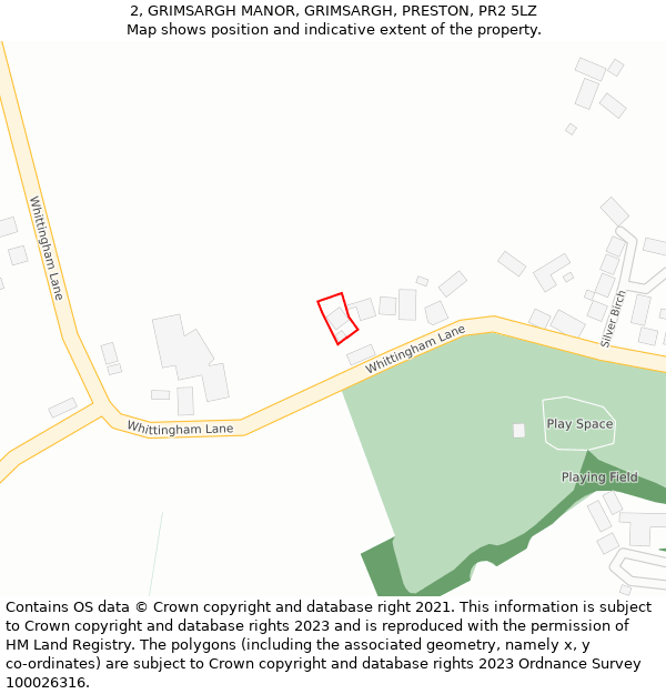 2, GRIMSARGH MANOR, GRIMSARGH, PRESTON, PR2 5LZ: Location map and indicative extent of plot