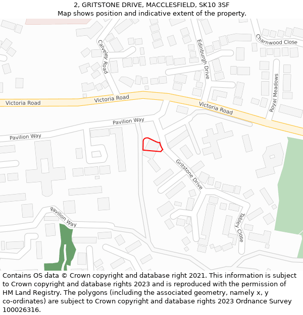 2, GRITSTONE DRIVE, MACCLESFIELD, SK10 3SF: Location map and indicative extent of plot