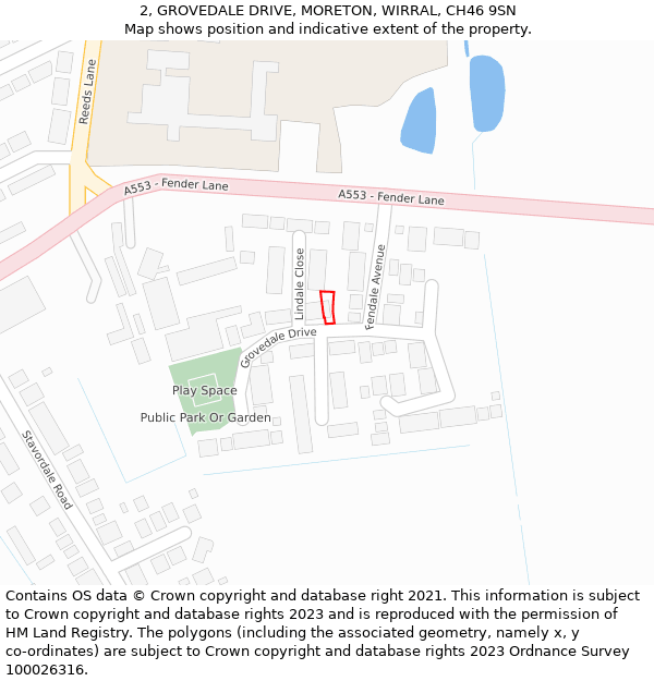 2, GROVEDALE DRIVE, MORETON, WIRRAL, CH46 9SN: Location map and indicative extent of plot