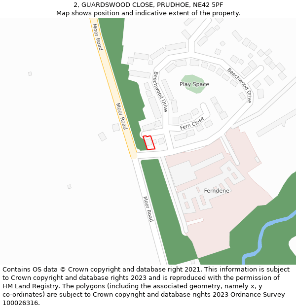 2, GUARDSWOOD CLOSE, PRUDHOE, NE42 5PF: Location map and indicative extent of plot
