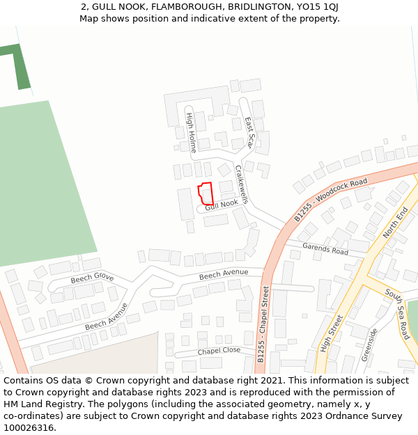 2, GULL NOOK, FLAMBOROUGH, BRIDLINGTON, YO15 1QJ: Location map and indicative extent of plot