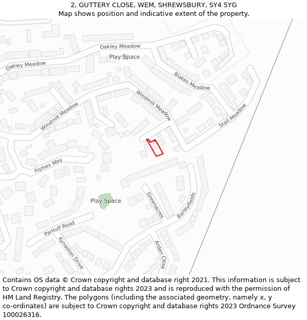 2, GUTTERY CLOSE, WEM, SHREWSBURY, SY4 5YG: Location map and indicative extent of plot