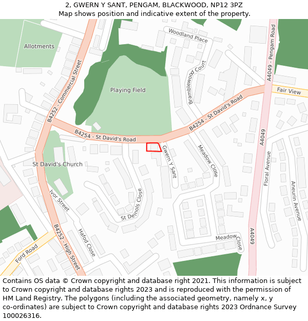 2, GWERN Y SANT, PENGAM, BLACKWOOD, NP12 3PZ: Location map and indicative extent of plot