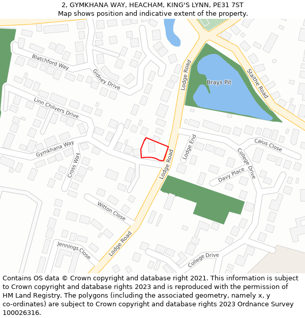 2, GYMKHANA WAY, HEACHAM, KING'S LYNN, PE31 7ST: Location map and indicative extent of plot