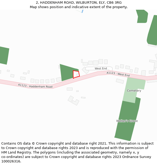 2, HADDENHAM ROAD, WILBURTON, ELY, CB6 3RG: Location map and indicative extent of plot