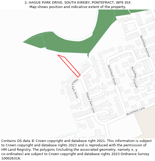 2, HAGUE PARK DRIVE, SOUTH KIRKBY, PONTEFRACT, WF9 3SX: Location map and indicative extent of plot