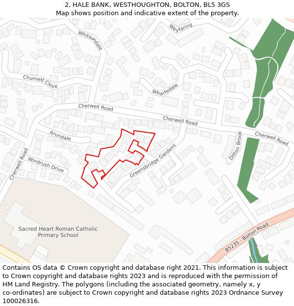 2, HALE BANK, WESTHOUGHTON, BOLTON, BL5 3GS: Location map and indicative extent of plot