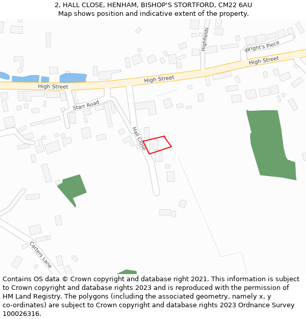 2, HALL CLOSE, HENHAM, BISHOP'S STORTFORD, CM22 6AU: Location map and indicative extent of plot