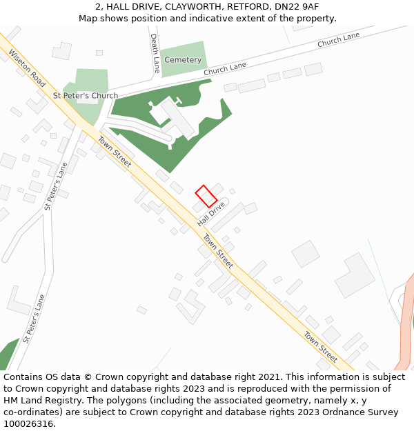 2, HALL DRIVE, CLAYWORTH, RETFORD, DN22 9AF: Location map and indicative extent of plot