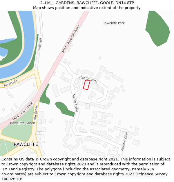 2, HALL GARDENS, RAWCLIFFE, GOOLE, DN14 8TP: Location map and indicative extent of plot