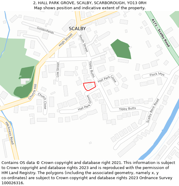 2, HALL PARK GROVE, SCALBY, SCARBOROUGH, YO13 0RH: Location map and indicative extent of plot
