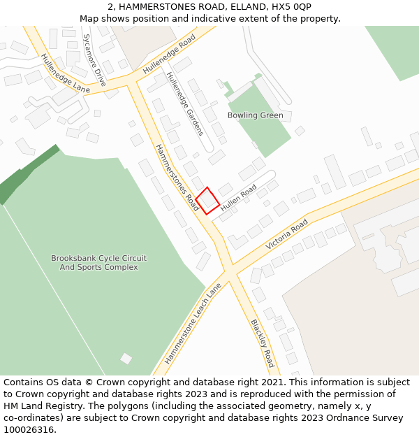 2, HAMMERSTONES ROAD, ELLAND, HX5 0QP: Location map and indicative extent of plot