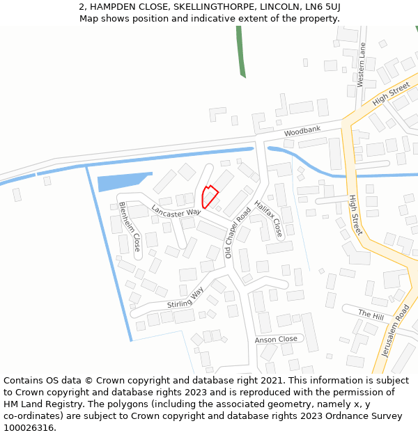 2, HAMPDEN CLOSE, SKELLINGTHORPE, LINCOLN, LN6 5UJ: Location map and indicative extent of plot