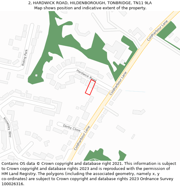 2, HARDWICK ROAD, HILDENBOROUGH, TONBRIDGE, TN11 9LA: Location map and indicative extent of plot