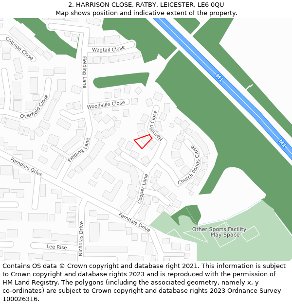 2, HARRISON CLOSE, RATBY, LEICESTER, LE6 0QU: Location map and indicative extent of plot