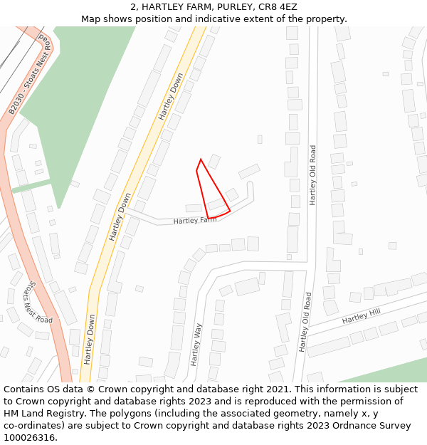 2, HARTLEY FARM, PURLEY, CR8 4EZ: Location map and indicative extent of plot