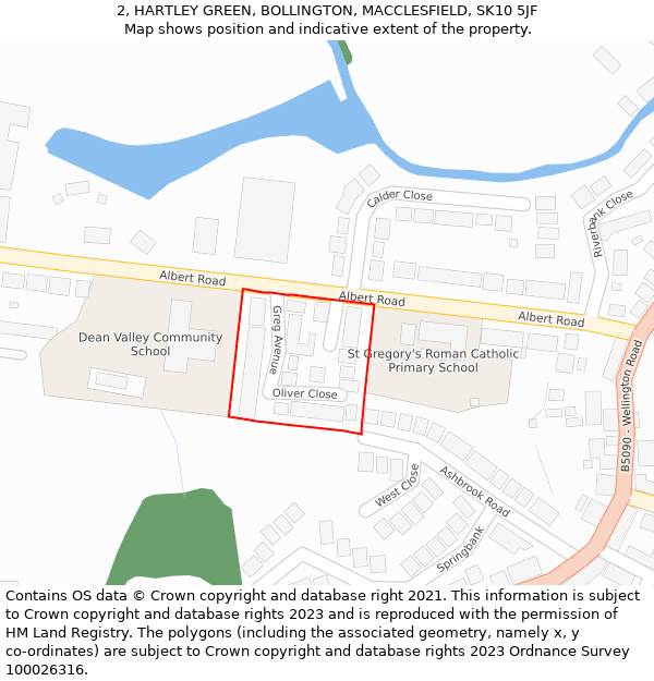2, HARTLEY GREEN, BOLLINGTON, MACCLESFIELD, SK10 5JF: Location map and indicative extent of plot