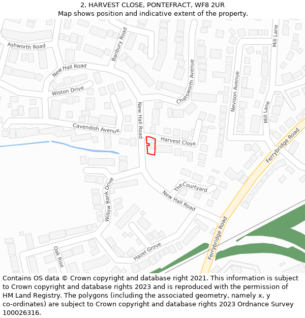 2, HARVEST CLOSE, PONTEFRACT, WF8 2UR: Location map and indicative extent of plot