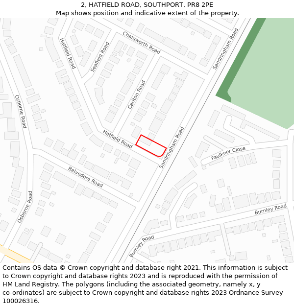 2, HATFIELD ROAD, SOUTHPORT, PR8 2PE: Location map and indicative extent of plot