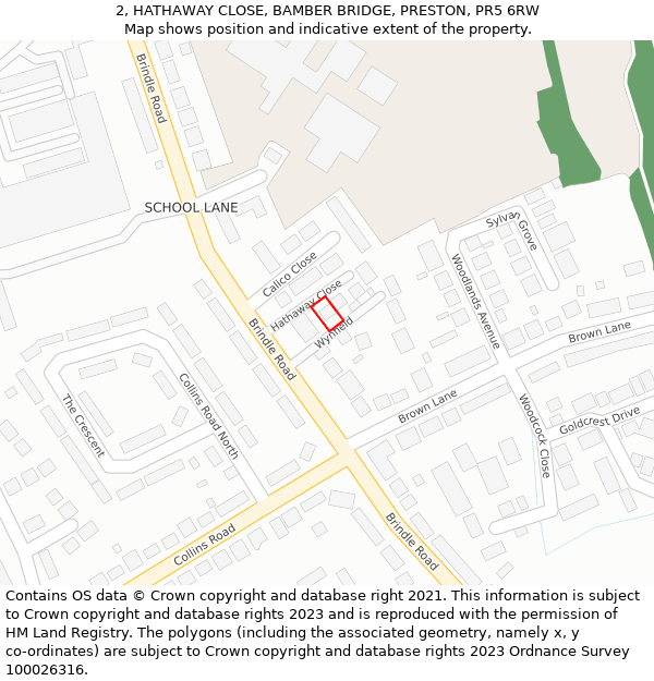 2, HATHAWAY CLOSE, BAMBER BRIDGE, PRESTON, PR5 6RW: Location map and indicative extent of plot