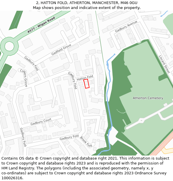 2, HATTON FOLD, ATHERTON, MANCHESTER, M46 0GU: Location map and indicative extent of plot