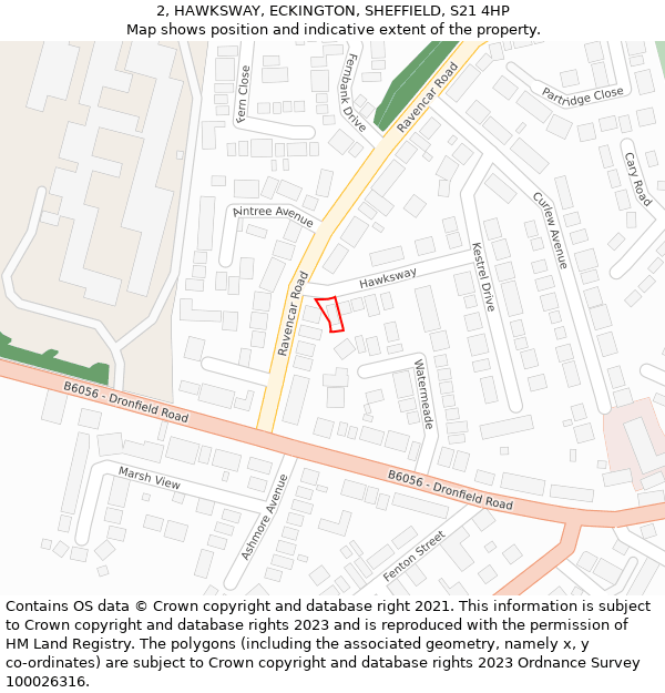 2, HAWKSWAY, ECKINGTON, SHEFFIELD, S21 4HP: Location map and indicative extent of plot