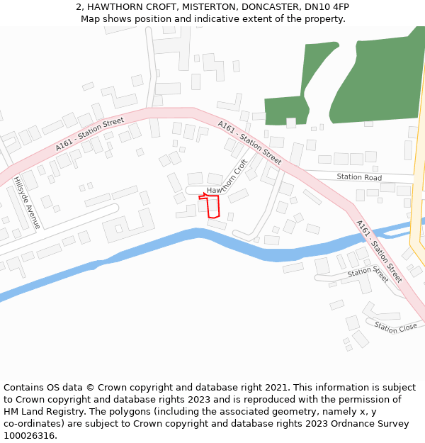 2, HAWTHORN CROFT, MISTERTON, DONCASTER, DN10 4FP: Location map and indicative extent of plot