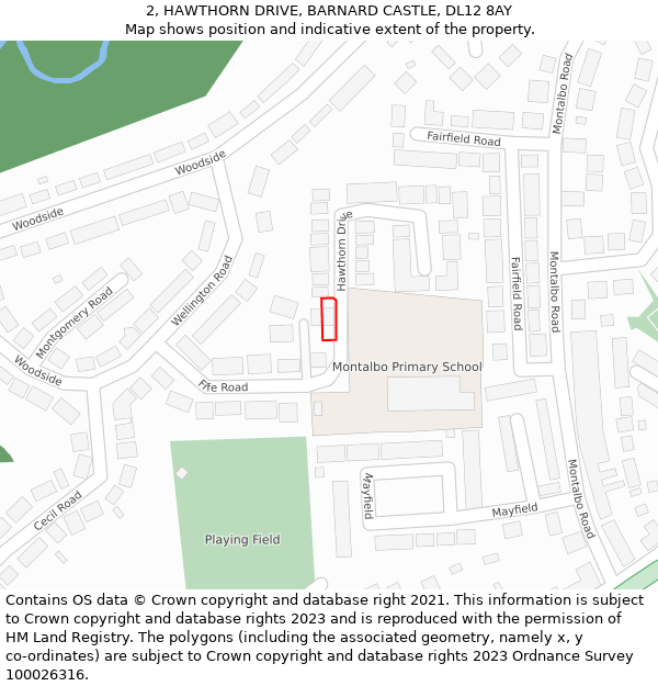 2, HAWTHORN DRIVE, BARNARD CASTLE, DL12 8AY: Location map and indicative extent of plot