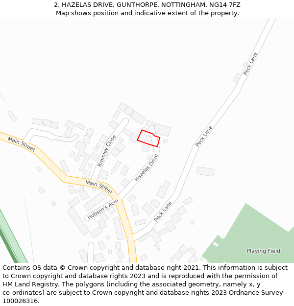 2, HAZELAS DRIVE, GUNTHORPE, NOTTINGHAM, NG14 7FZ: Location map and indicative extent of plot