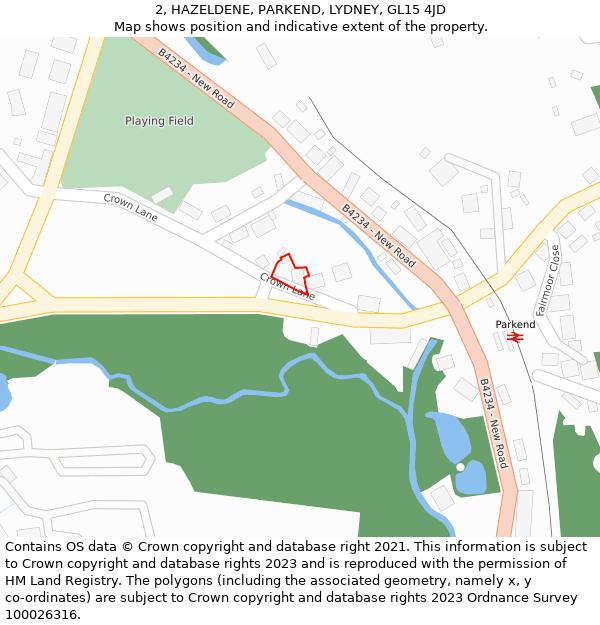 2, HAZELDENE, PARKEND, LYDNEY, GL15 4JD: Location map and indicative extent of plot