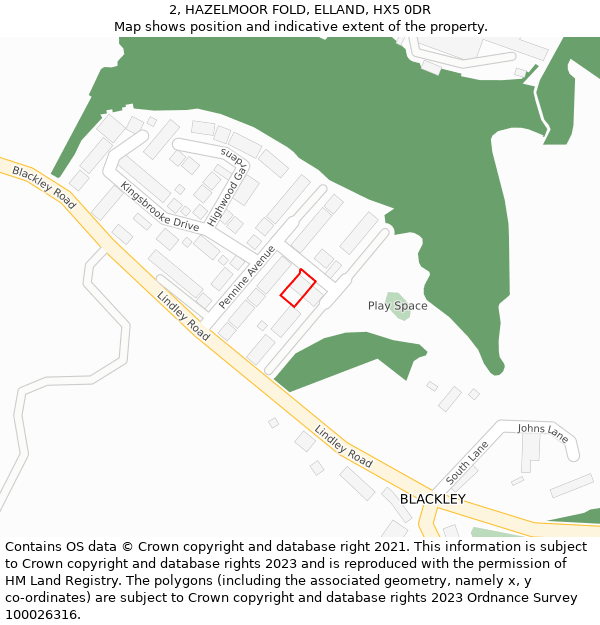 2, HAZELMOOR FOLD, ELLAND, HX5 0DR: Location map and indicative extent of plot