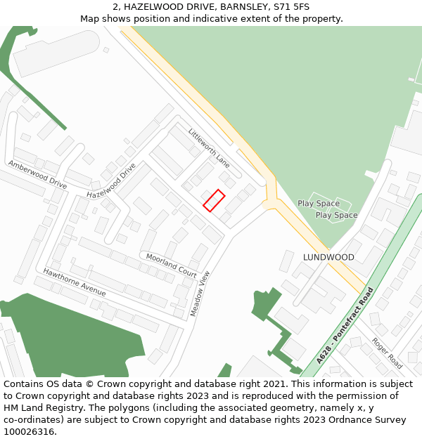 2, HAZELWOOD DRIVE, BARNSLEY, S71 5FS: Location map and indicative extent of plot