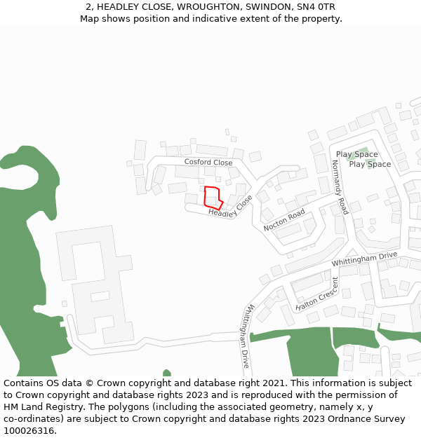 2, HEADLEY CLOSE, WROUGHTON, SWINDON, SN4 0TR: Location map and indicative extent of plot