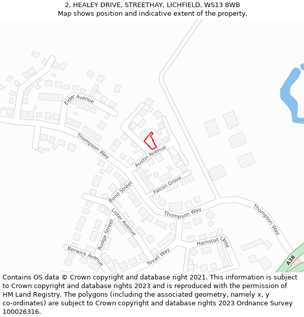 2, HEALEY DRIVE, STREETHAY, LICHFIELD, WS13 8WB: Location map and indicative extent of plot