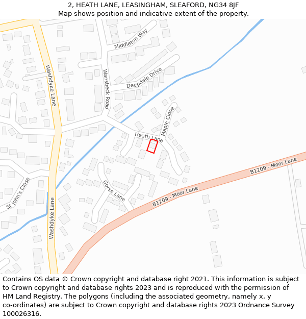 2, HEATH LANE, LEASINGHAM, SLEAFORD, NG34 8JF: Location map and indicative extent of plot