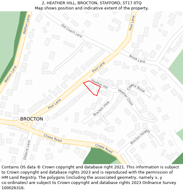 2, HEATHER HILL, BROCTON, STAFFORD, ST17 0TQ: Location map and indicative extent of plot