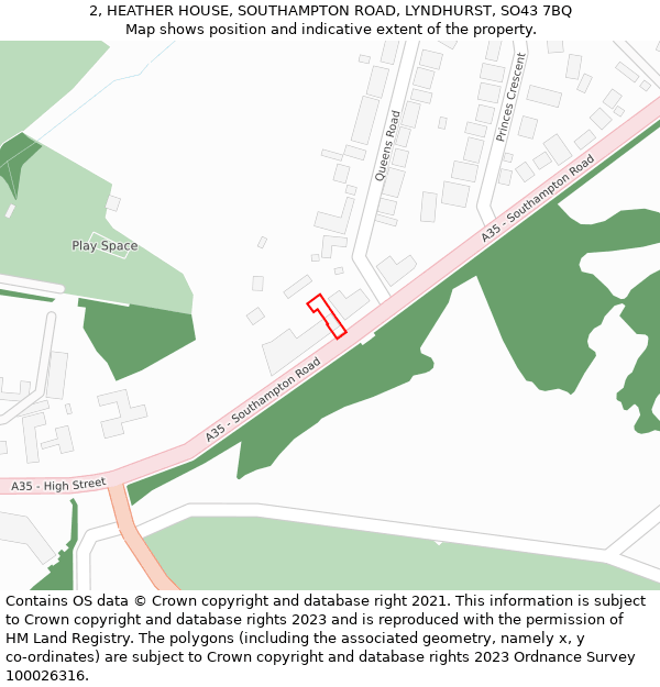 2, HEATHER HOUSE, SOUTHAMPTON ROAD, LYNDHURST, SO43 7BQ: Location map and indicative extent of plot