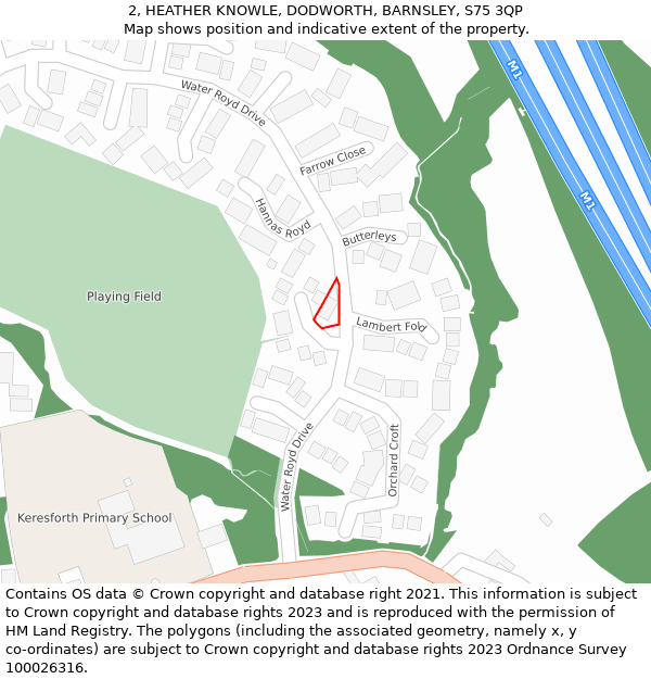 2, HEATHER KNOWLE, DODWORTH, BARNSLEY, S75 3QP: Location map and indicative extent of plot