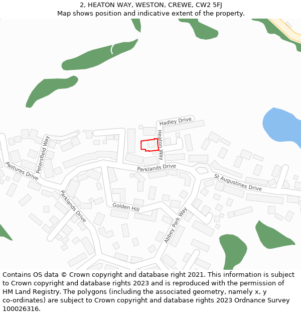 2, HEATON WAY, WESTON, CREWE, CW2 5FJ: Location map and indicative extent of plot