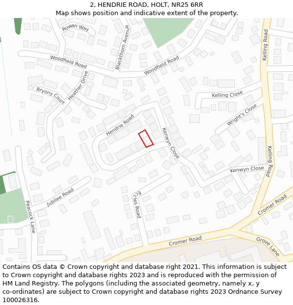 2, HENDRIE ROAD, HOLT, NR25 6RR: Location map and indicative extent of plot