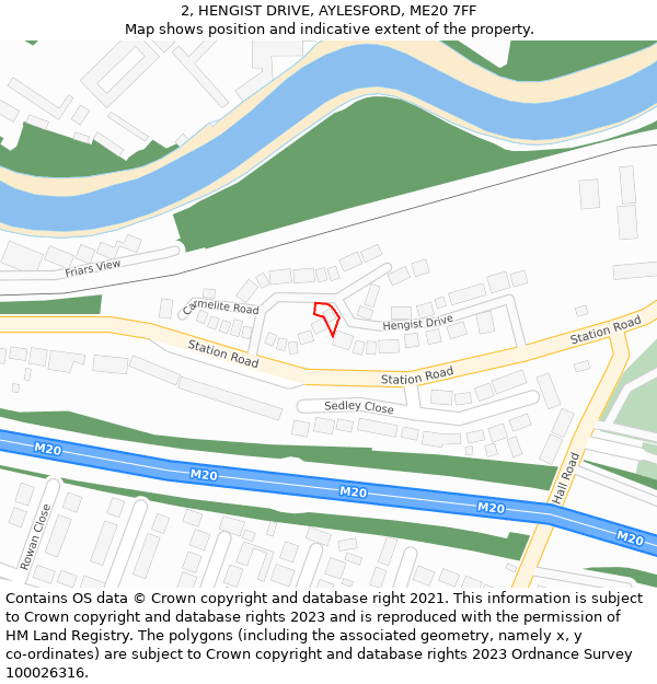 2, HENGIST DRIVE, AYLESFORD, ME20 7FF: Location map and indicative extent of plot