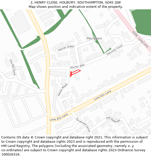 2, HENRY CLOSE, HOLBURY, SOUTHAMPTON, SO45 2JW: Location map and indicative extent of plot