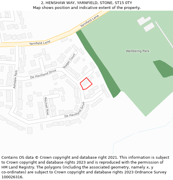 2, HENSHAW WAY, YARNFIELD, STONE, ST15 0TY: Location map and indicative extent of plot