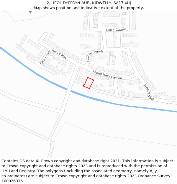 2, HEOL DYFFRYN AUR, KIDWELLY, SA17 4HJ: Location map and indicative extent of plot