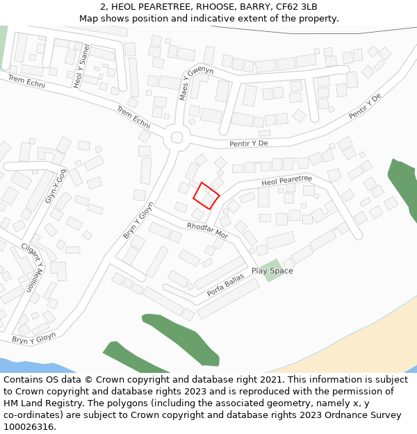 2, HEOL PEARETREE, RHOOSE, BARRY, CF62 3LB: Location map and indicative extent of plot