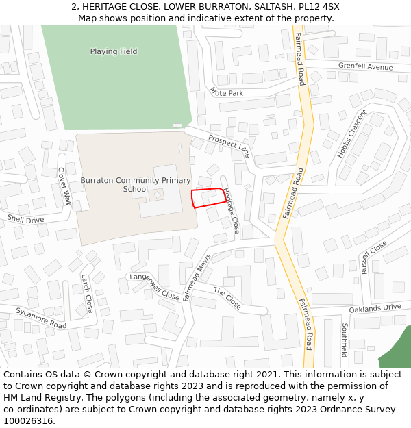 2, HERITAGE CLOSE, LOWER BURRATON, SALTASH, PL12 4SX: Location map and indicative extent of plot